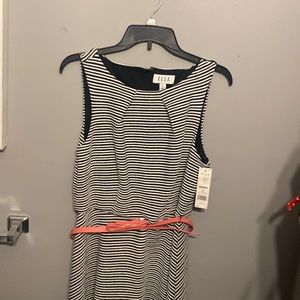 Elle black and white striped dress
